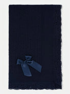 AW26 Baby Open Dot Knitted Spanish Blanket with Bow - Navy Blue Dainty Delilah
