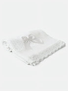 AW26 Baby Open Dot Knitted Spanish Blanket with Bow - White Dainty Delilah