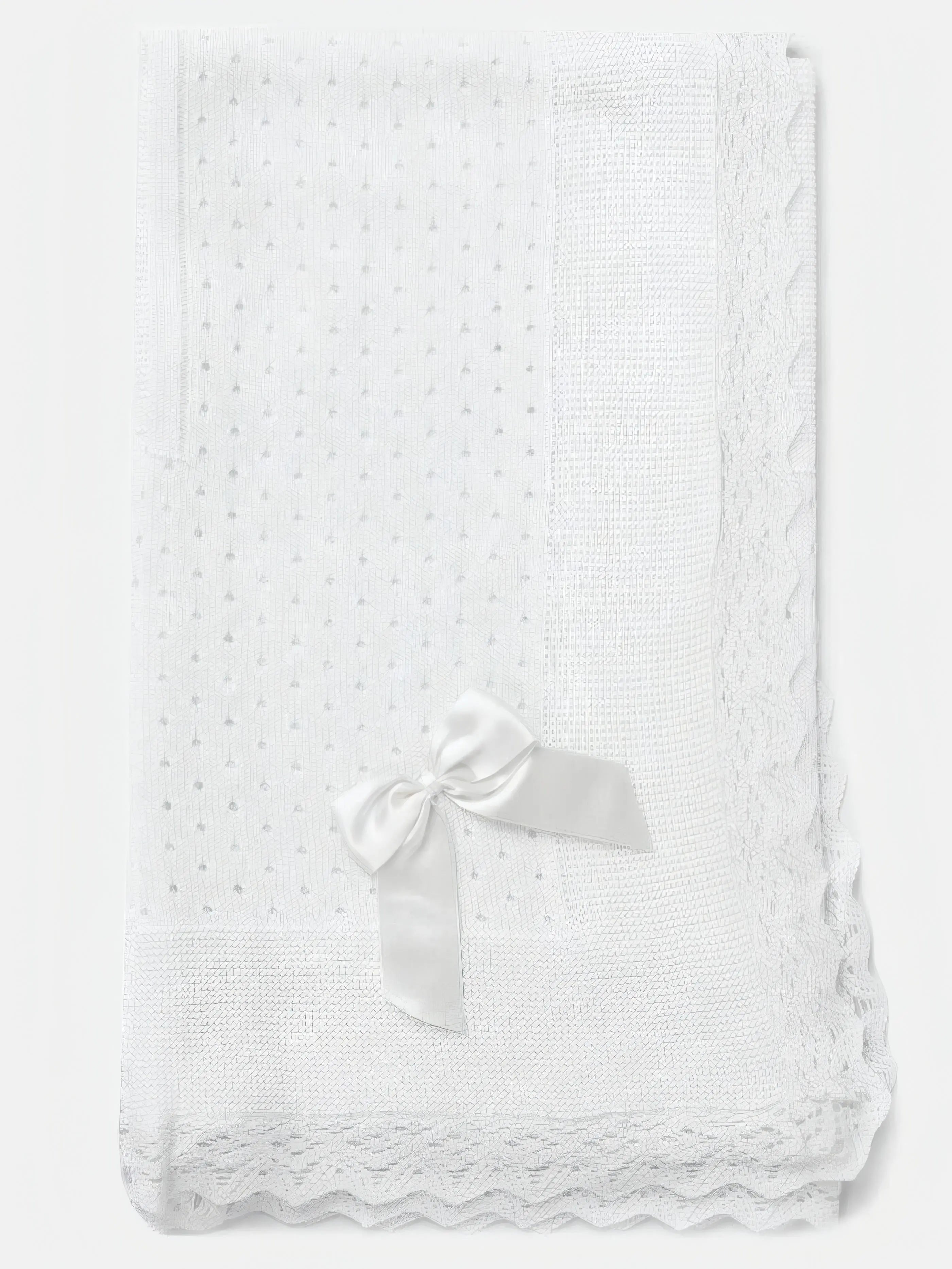 AW26 Baby Open Dot Knitted Spanish Blanket with Bow - White Dainty Delilah