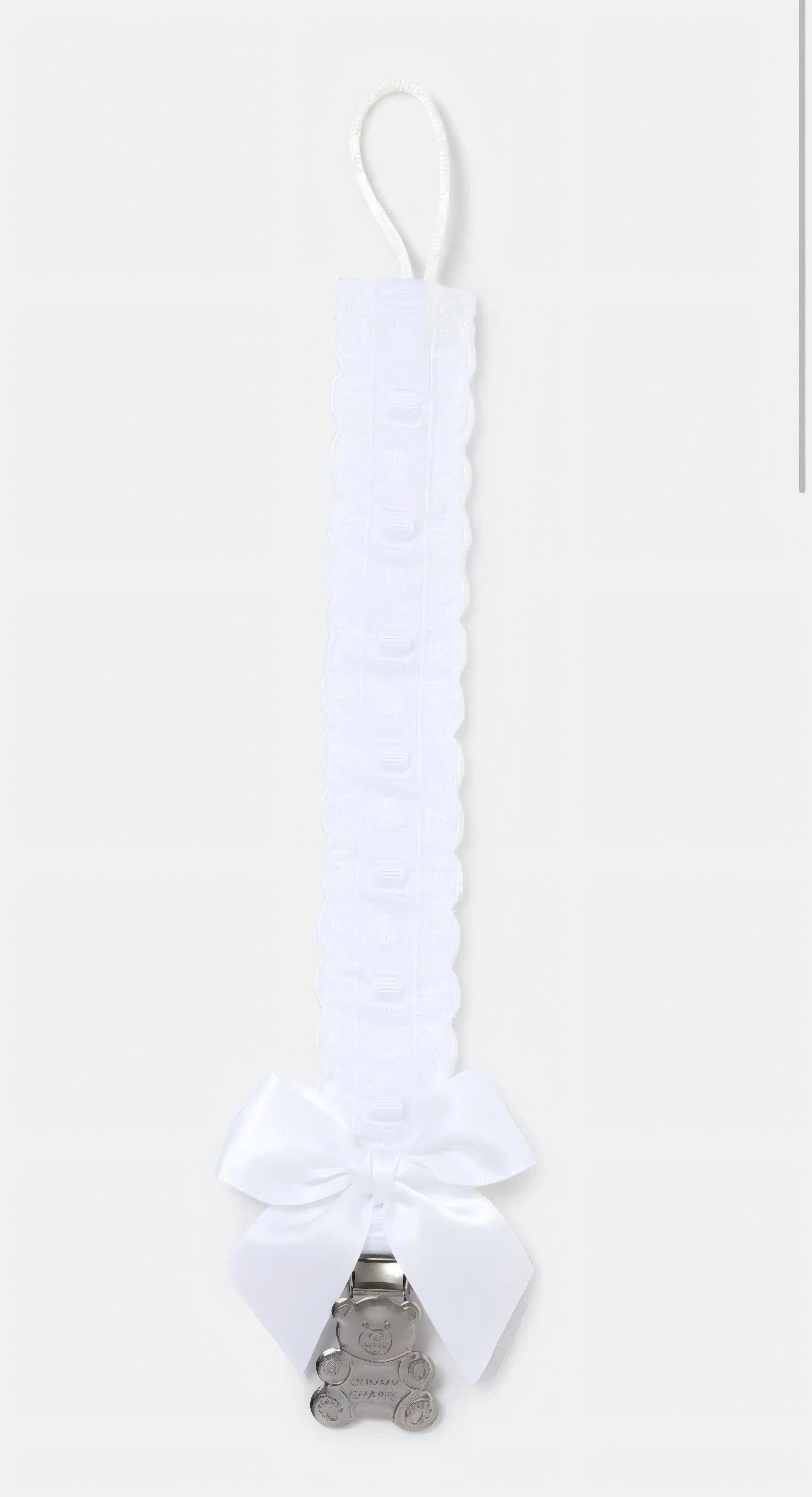 AW26 White Baby Spanish Ribbon Dummy Clip Dainty Delilah