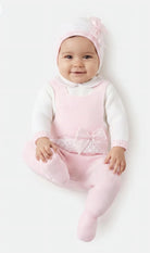AW26 Baby Girls Pink & White Spanish Baby Knitted Set Dainty Delilah