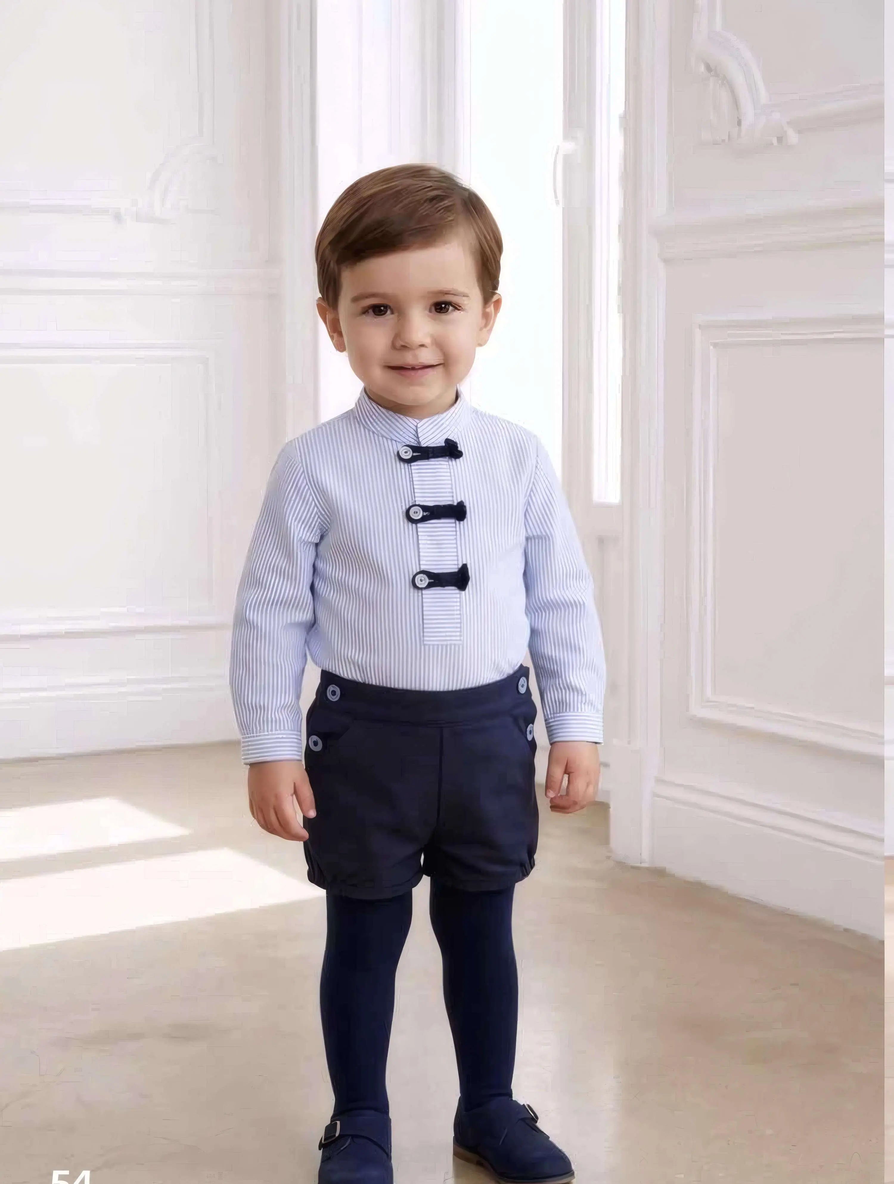 AW26 Miranda Boys Navy & Blue Stripe Shorts Set Miranda