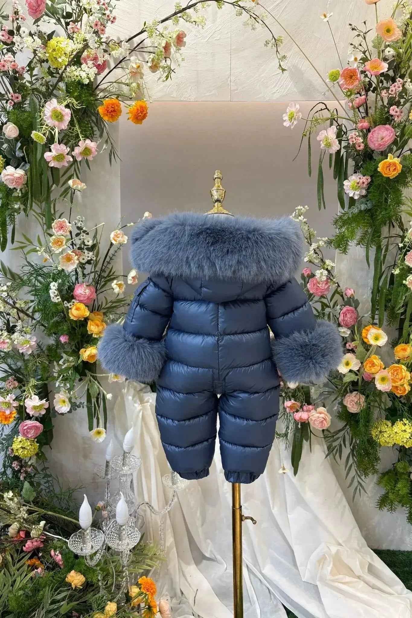 Navy Blue Detachable Fur Snowsuit - In Stock