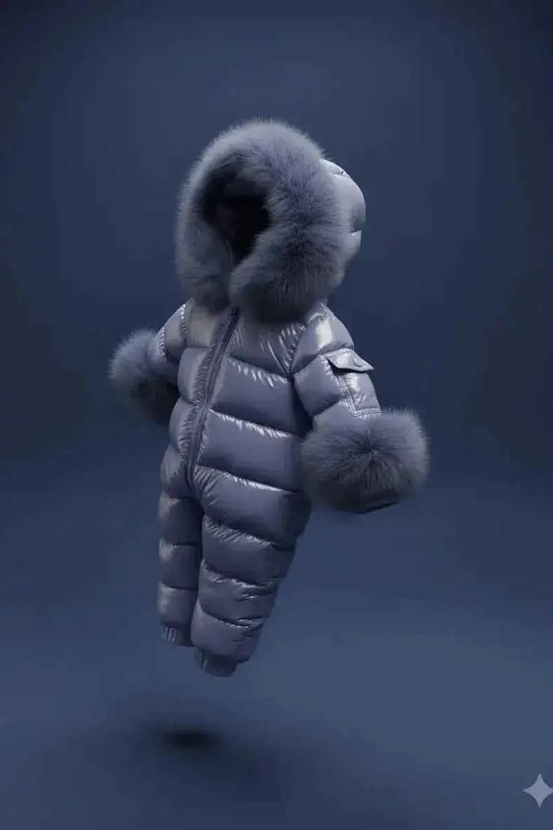 Navy Blue Detachable Fur Snowsuit - In Stock