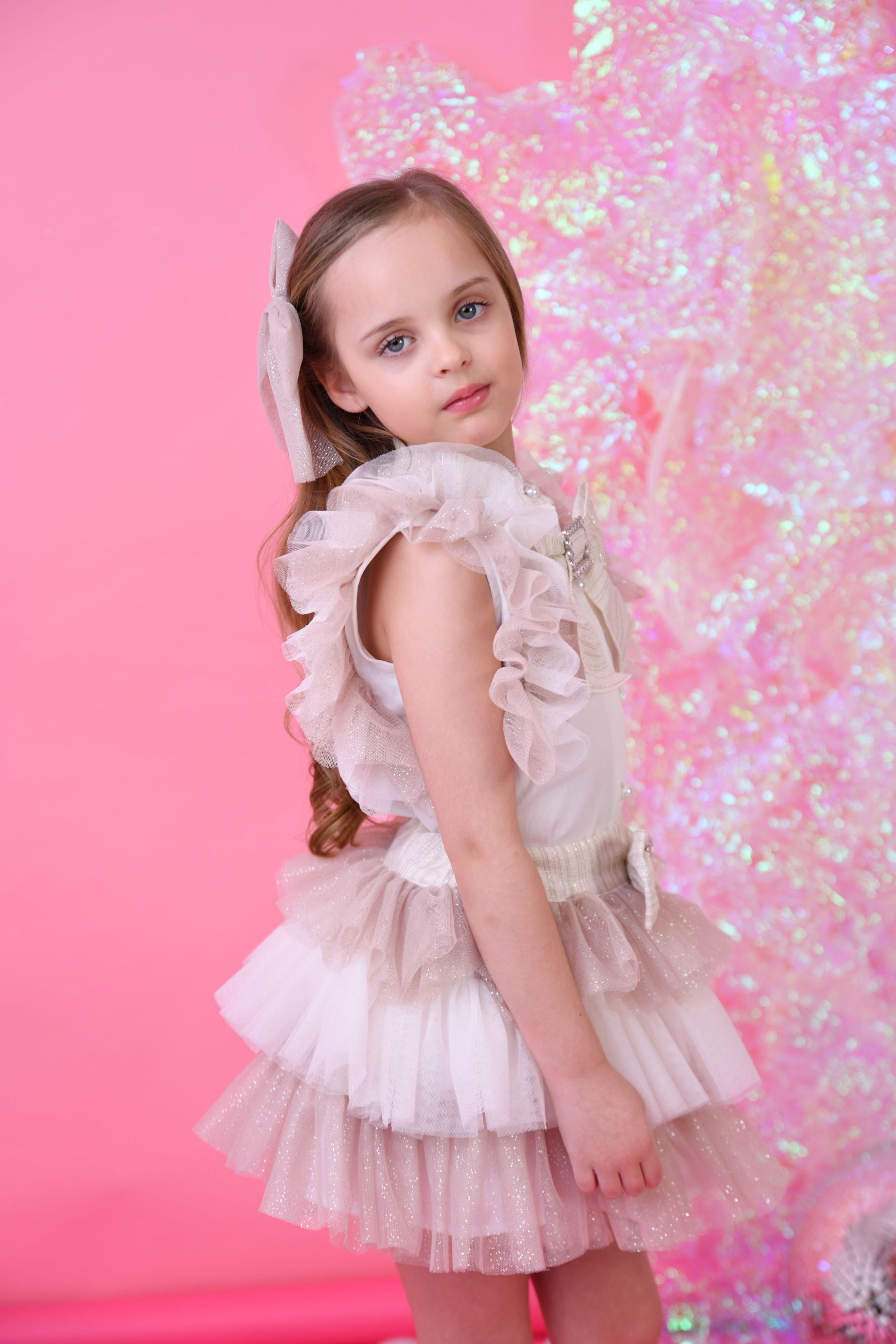 Naxos Girls Biscuit Glitter Tulle Skirt Set - Dainty Delilah