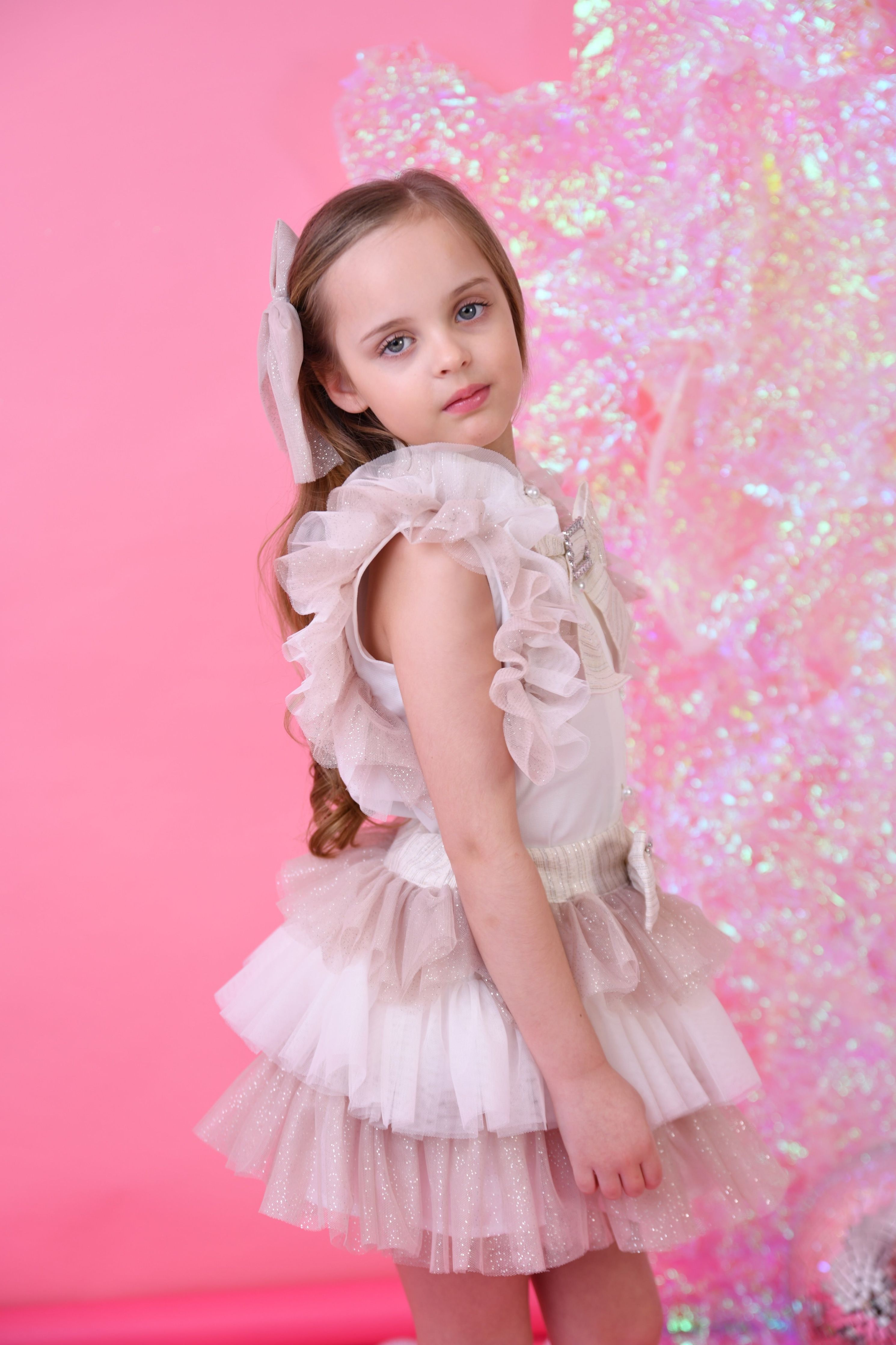 Naxos Girls Biscuit Glitter Tulle Skirt Set - Dainty Delilah
