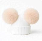 Peach Double Pompom Fur Unisex Hat