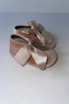 Pink Baby Velvet Bow Pram Shoes