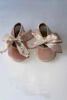 Pink Baby Velvet Bow Pram Shoes