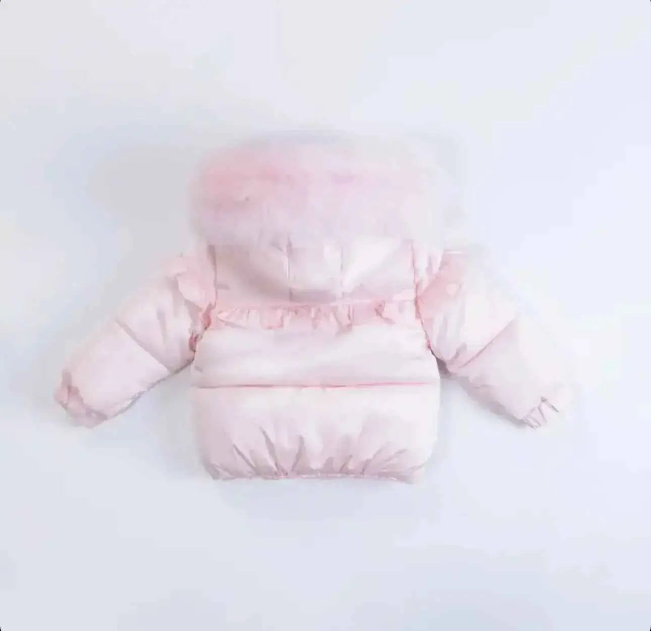 Pink Crystal Fur Hooded Puffa Coat