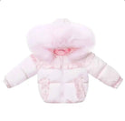 Pink Crystal Fur Hooded Puffa Coat