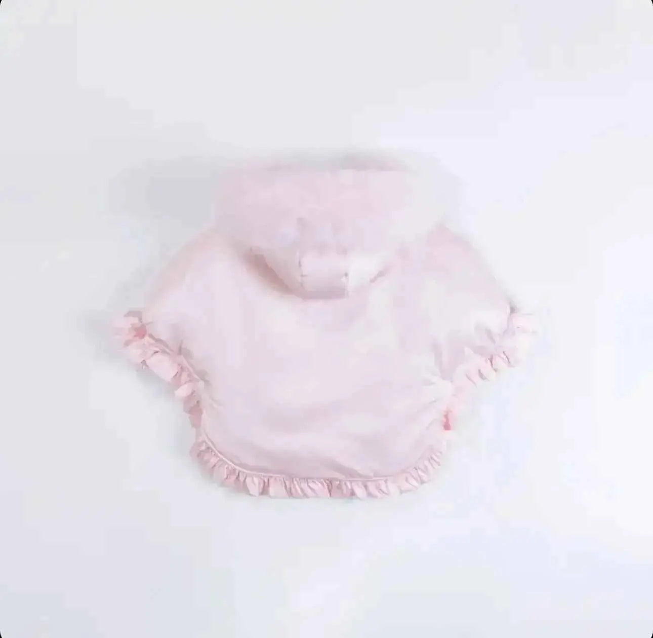 Pink Crystal Tulle Fur Hooded Cape