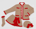 Rahigo AW26 Camel & Red Knit Skirt Set with Cardigan, Beret & Socks