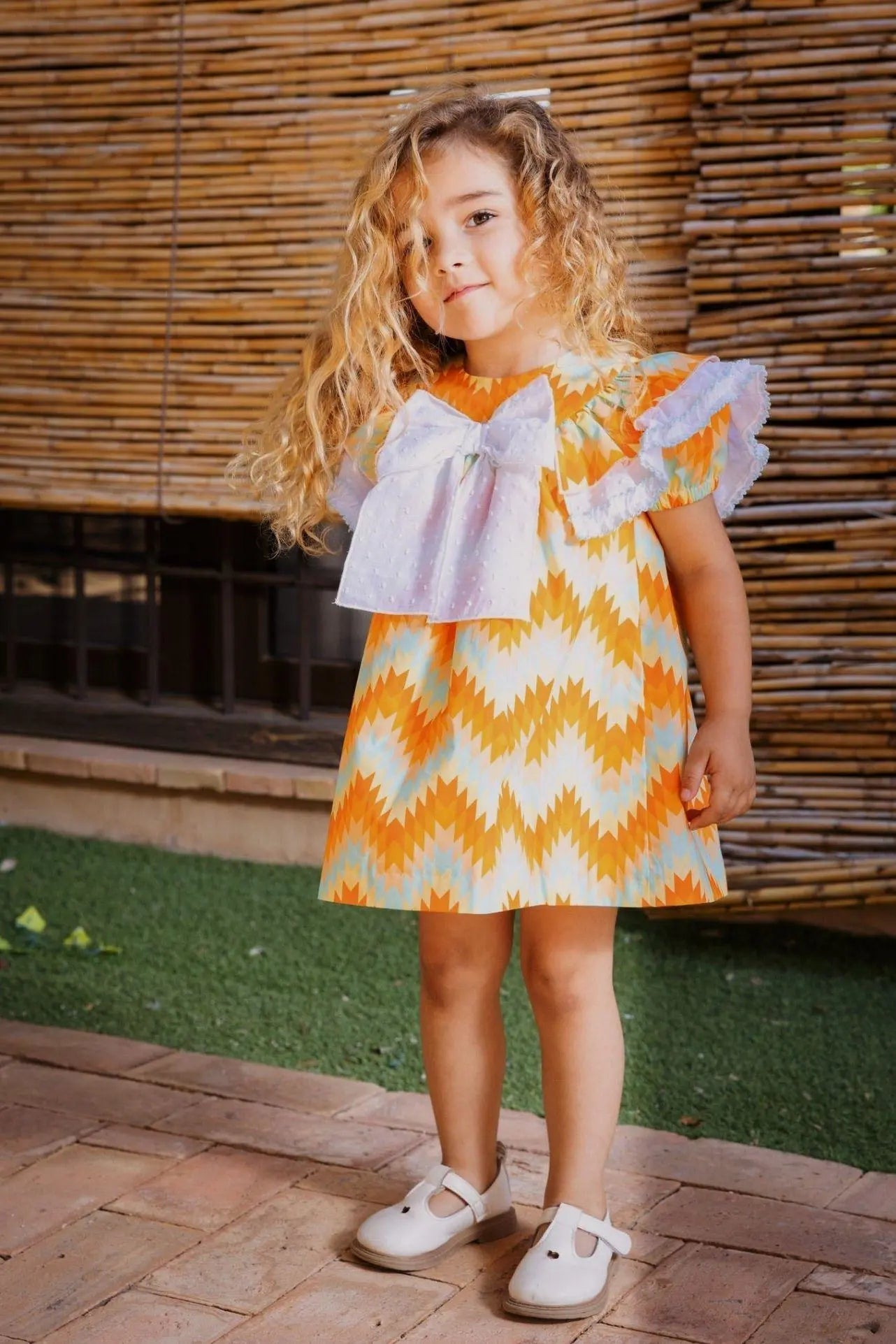  Rochy Girls Orange Abstract Dress - Dainty Delilah