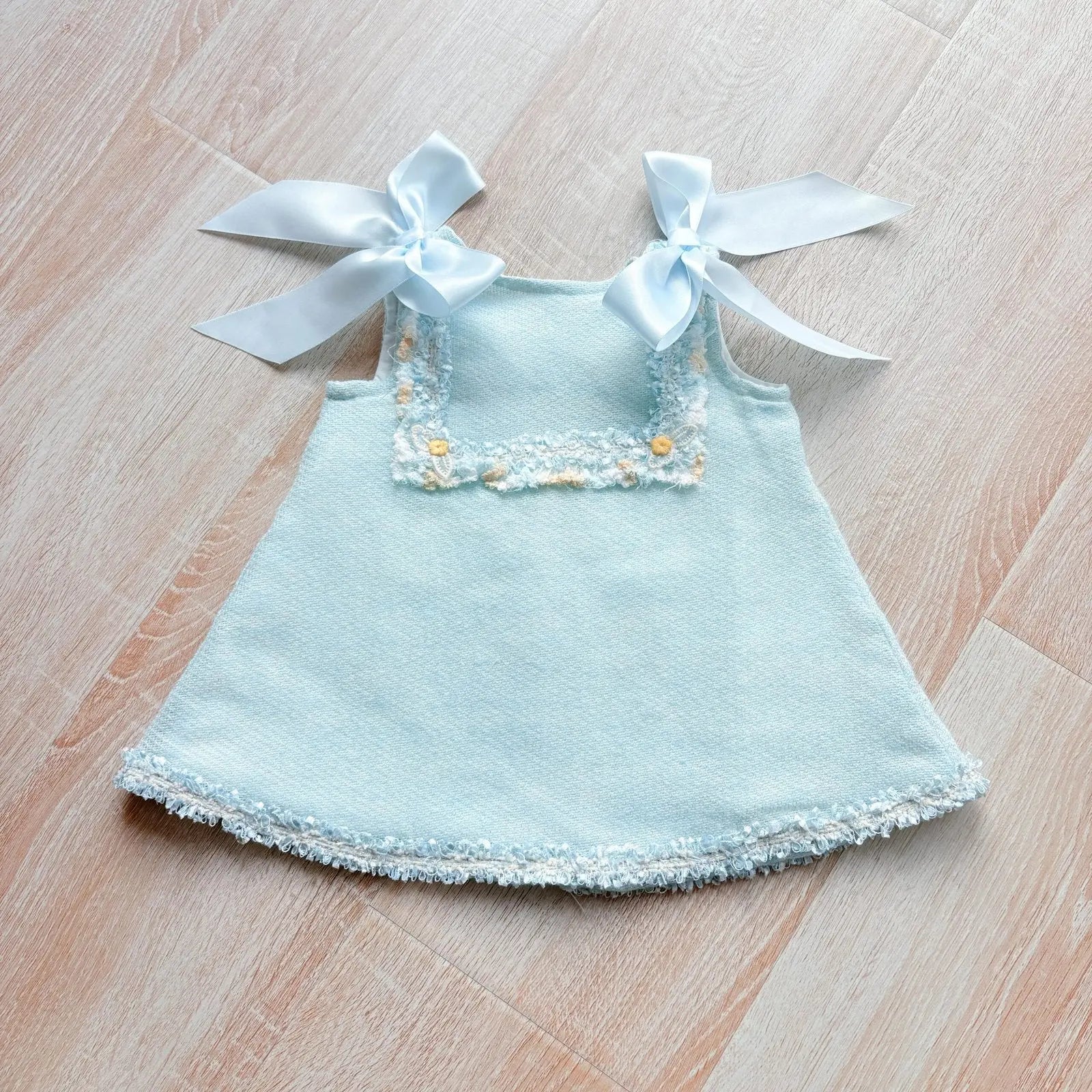 SS26 Baby Girls Blue Open Back Tulle Dress Dainty Delilah