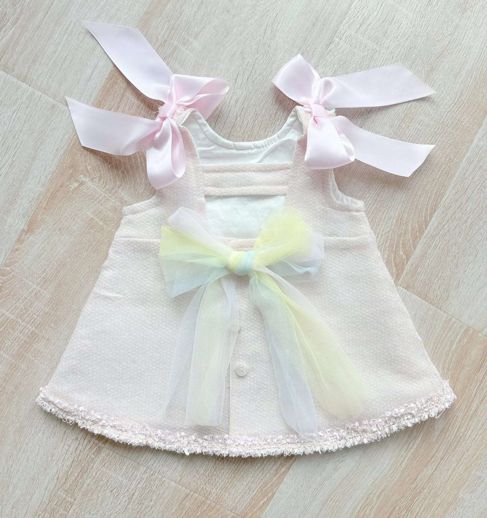 SS26 Baby Girls Pink Open Back Tulle Dress Dainty Delilah