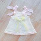 SS26 Baby Girls Pink & Cream Spot Tulle Dress Dainty Delilah