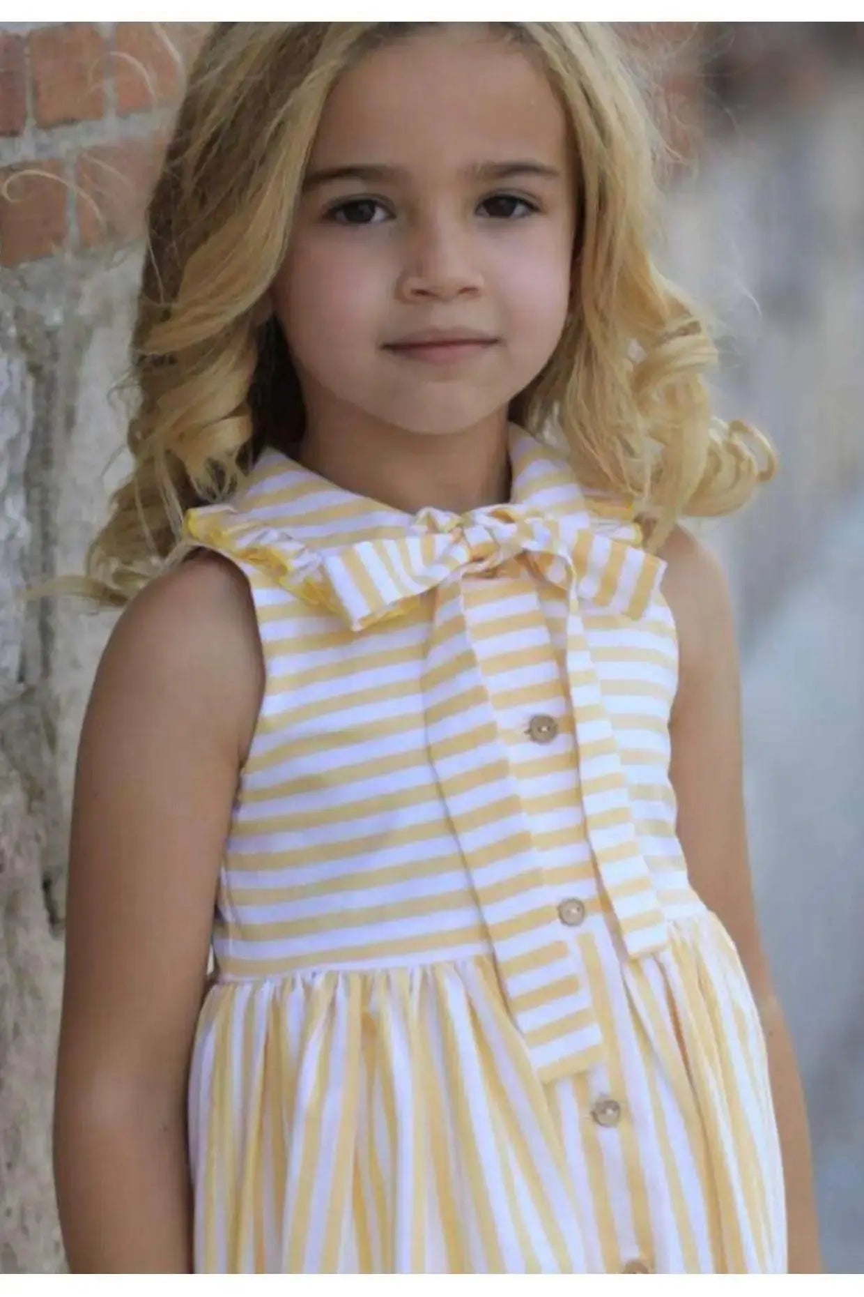 SS23 La Peppa Yellow Stripe Summer Dress Dainty Delilah