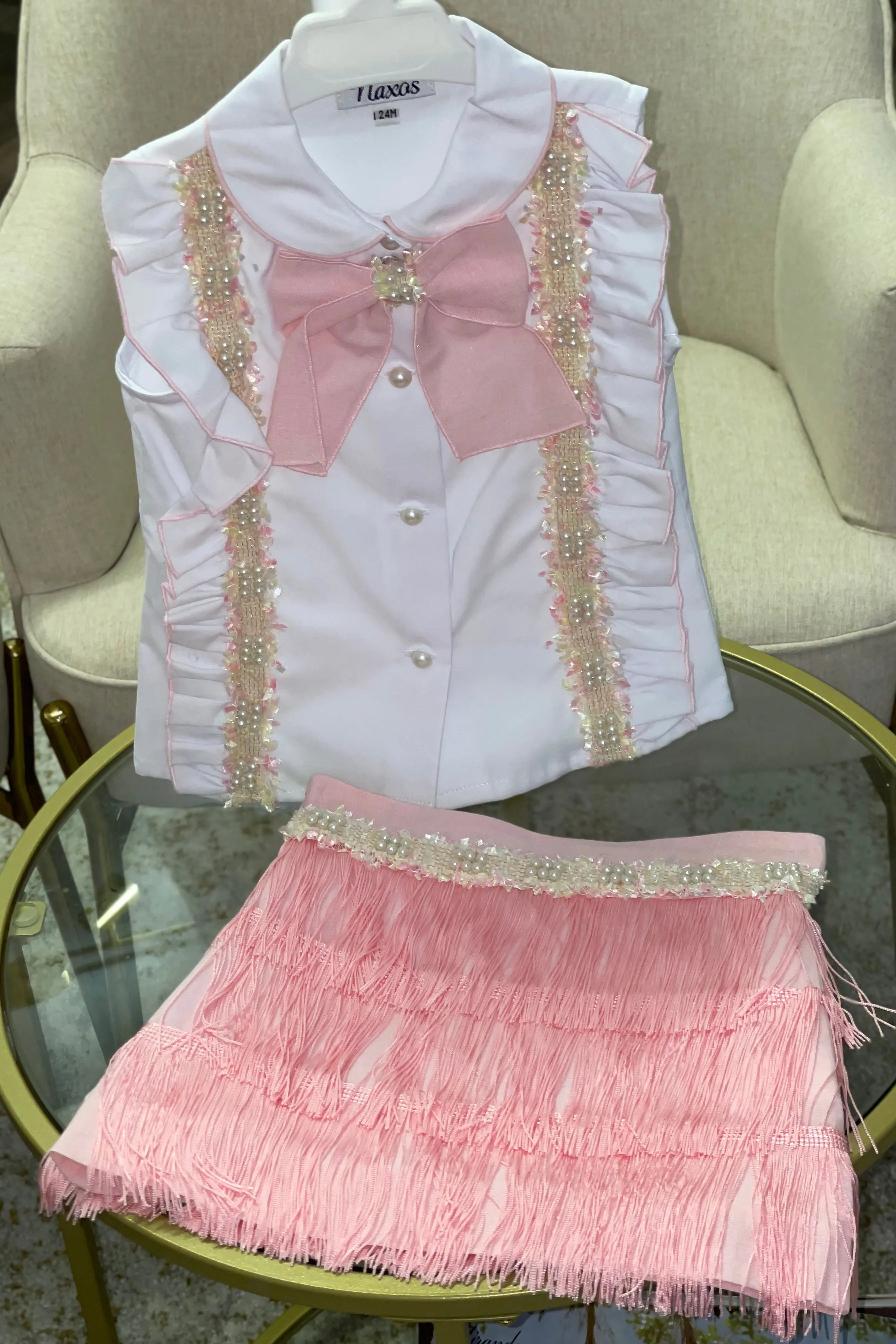 SS23 Naxos Girls Easter Fringe  Skirt Set - dainty delilah spanish childrens clothing