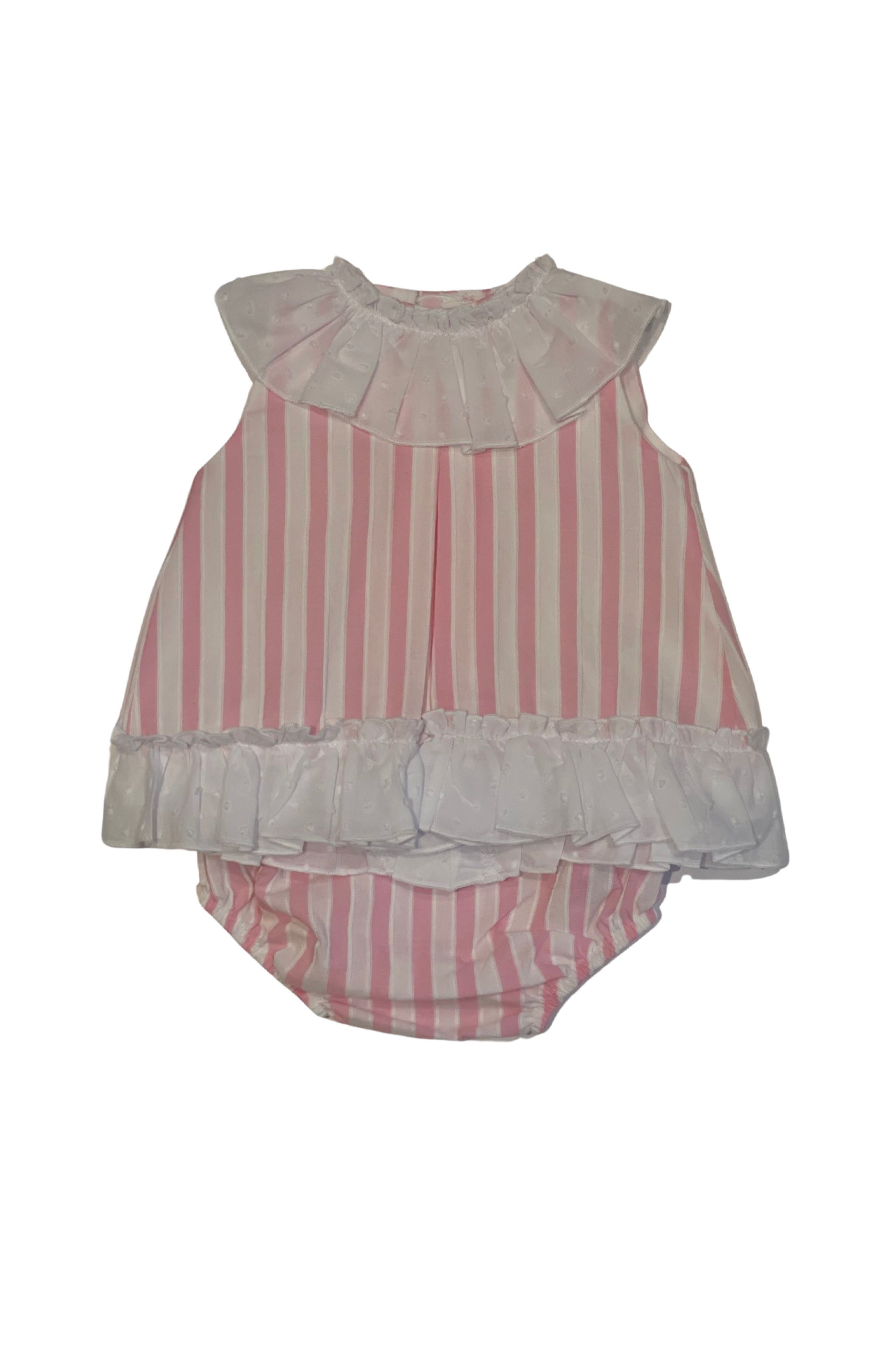 SS24 Lor Miral Baby Girls Pink Stripe Dress & Knickers Dainty Delilah