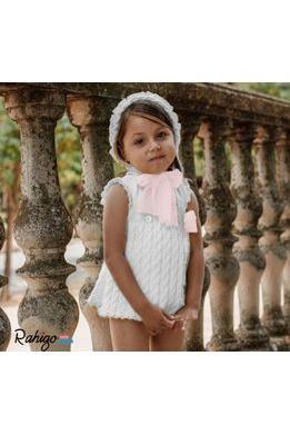 SS24 Rahigo Baby Girls White & Pink Tulle Dress & Knickers Dainty Delilah 