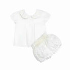 SS25 Baby Boys White/Sand Plumeti Shorts & Shirt Set