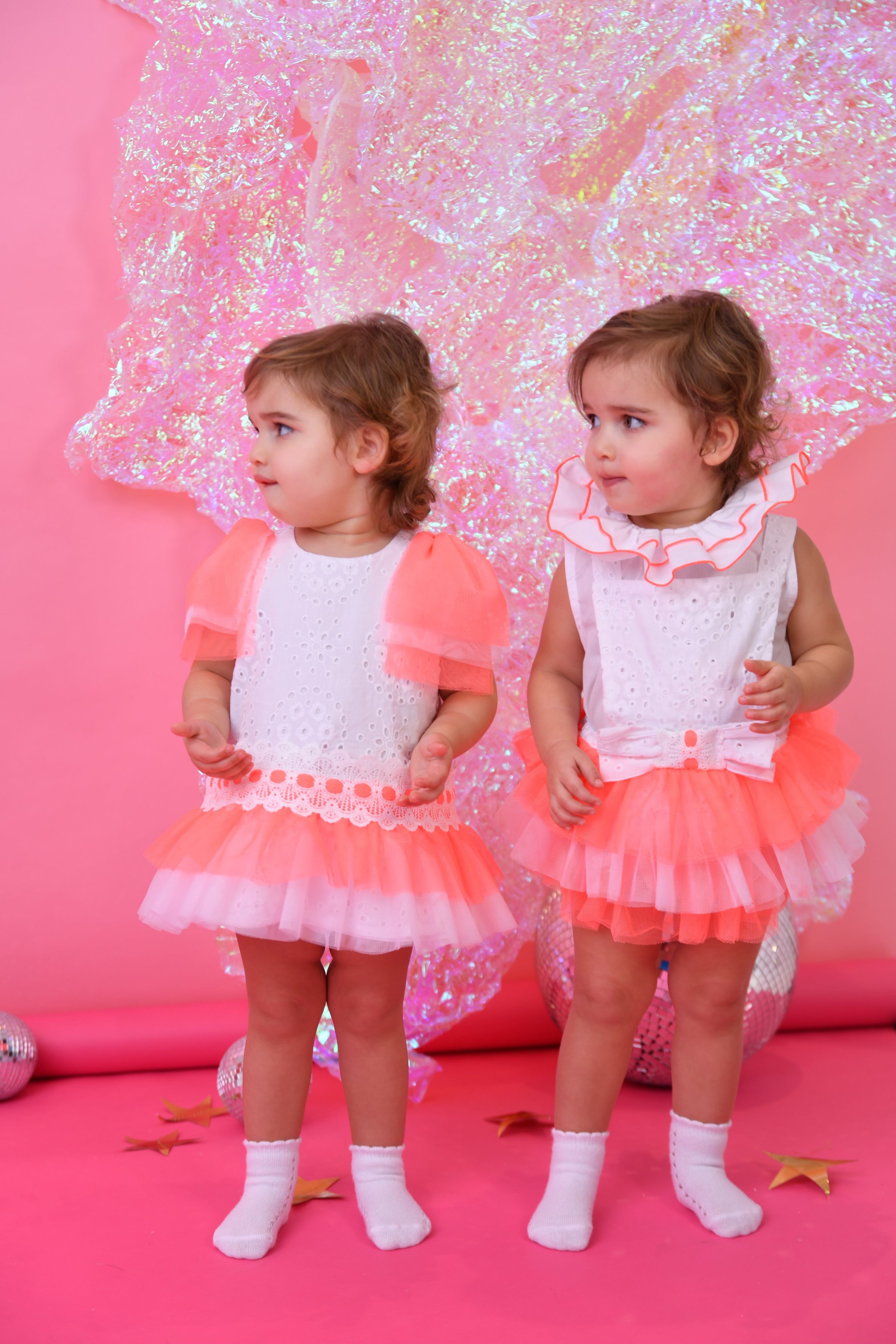 SS25 Naxos Baby Girls Neon Tulle Romper Set Dainty Delilah