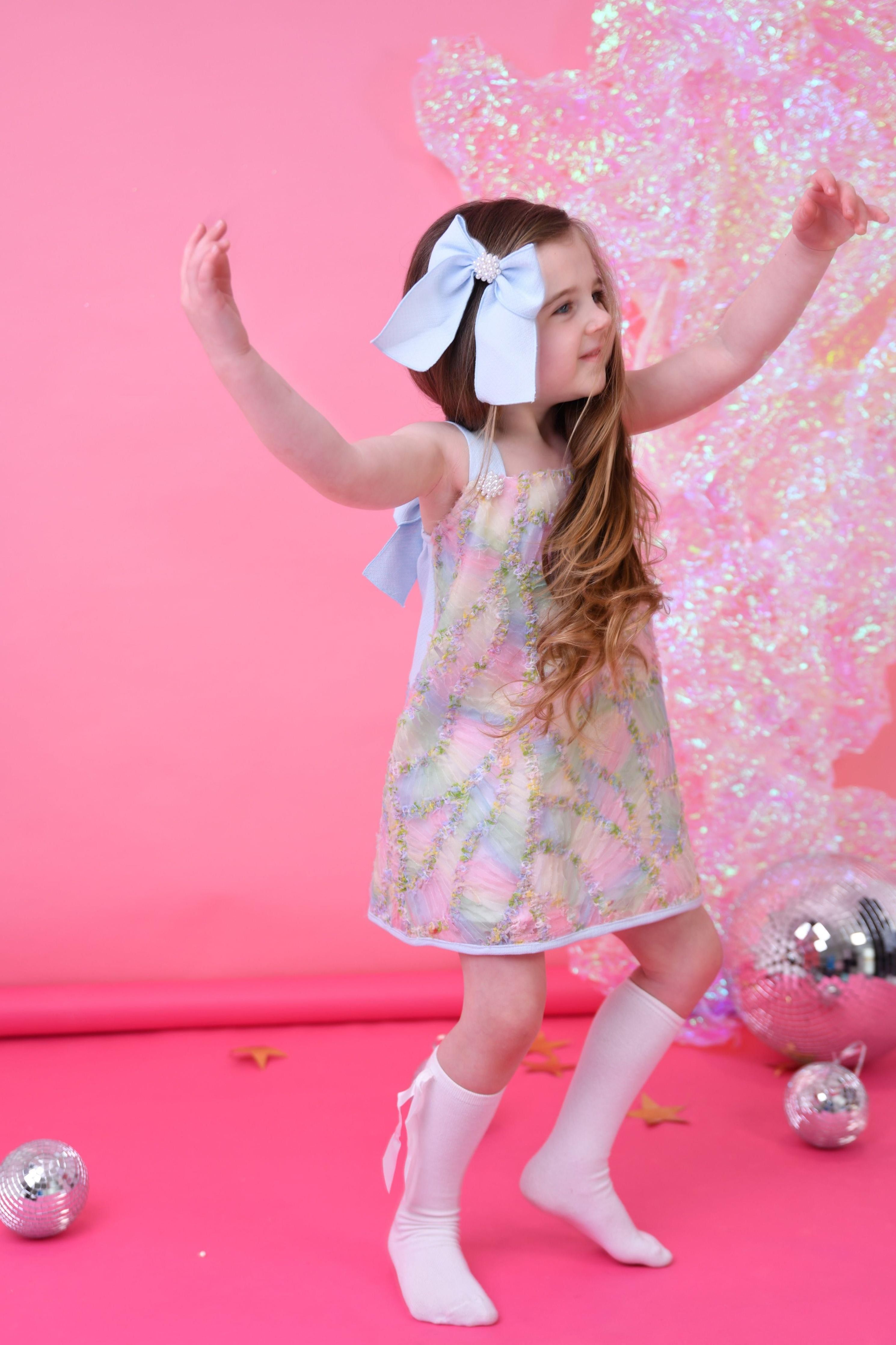 SS25 Naxos Girls Rainbow Tulle Dress Dainty Delilah