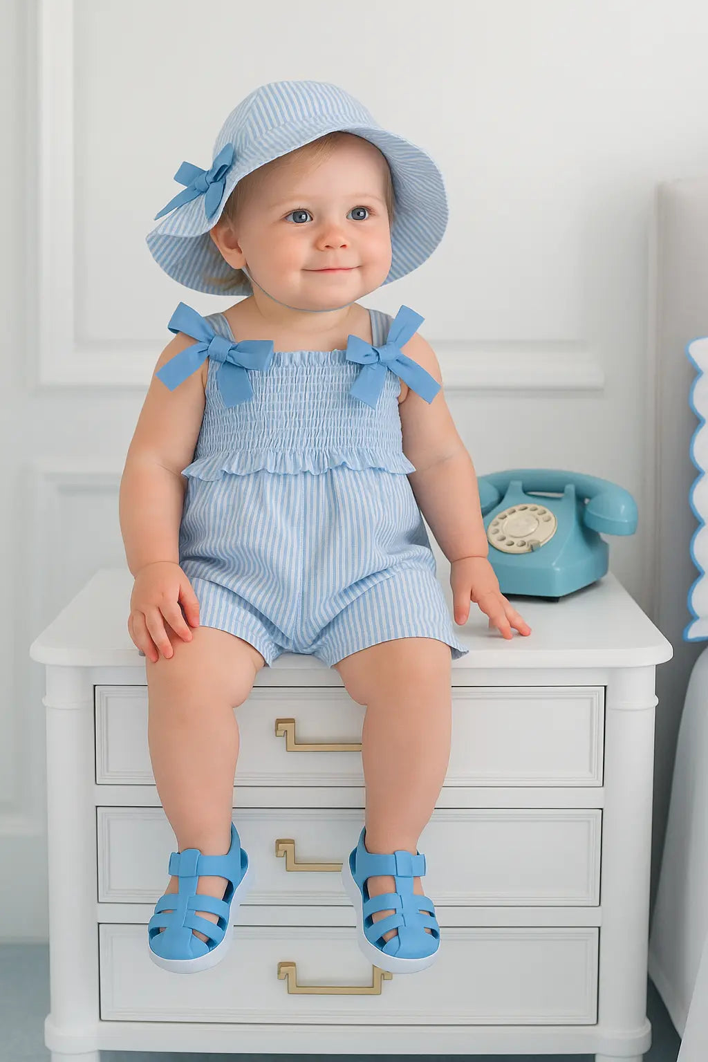 SS25 Baby Girls Miranda Candy Stripe Jumpsuit & Hat Miranda