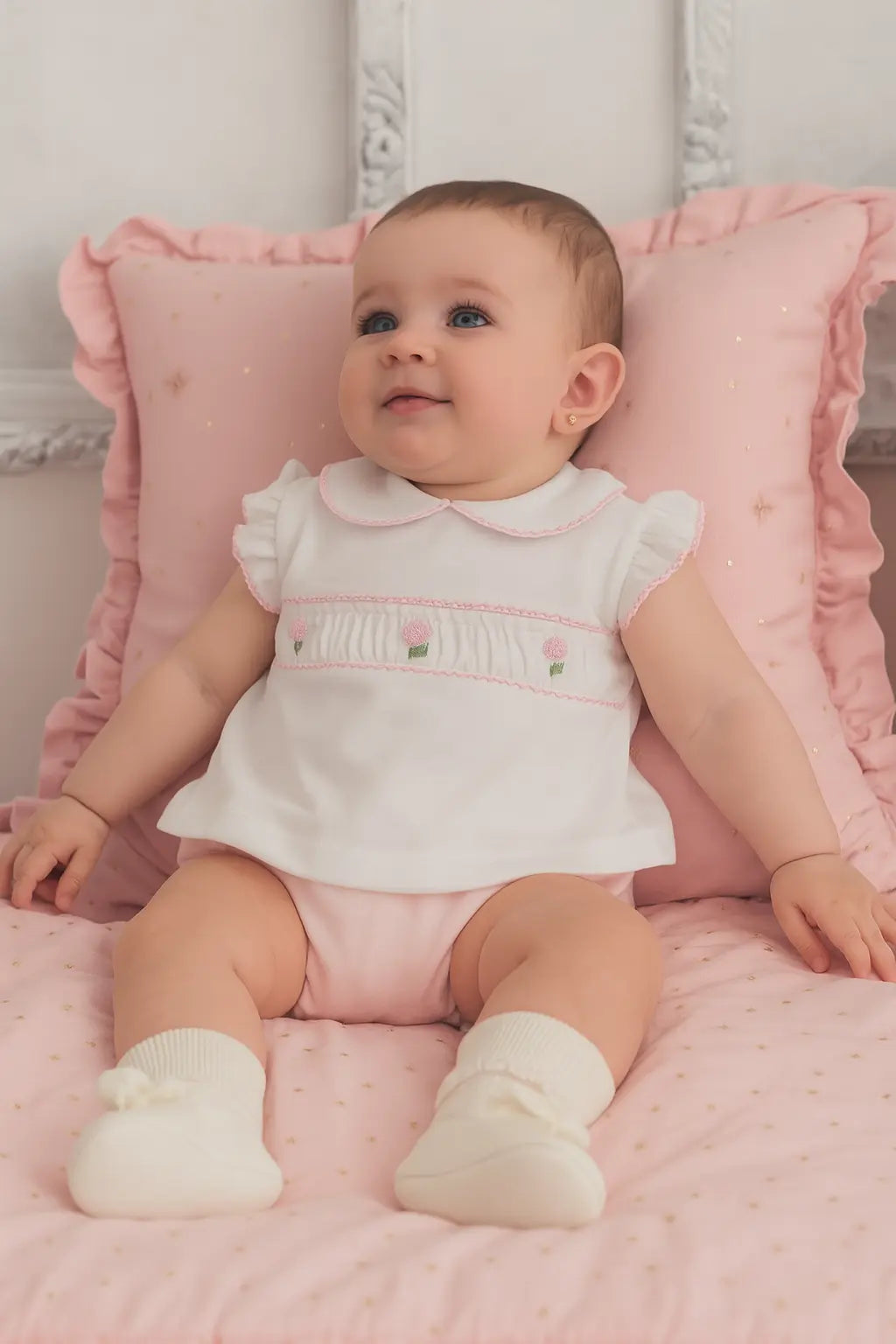 SS25 Baby Girls Pink Flower Jam Pant Set Dainty Delilah