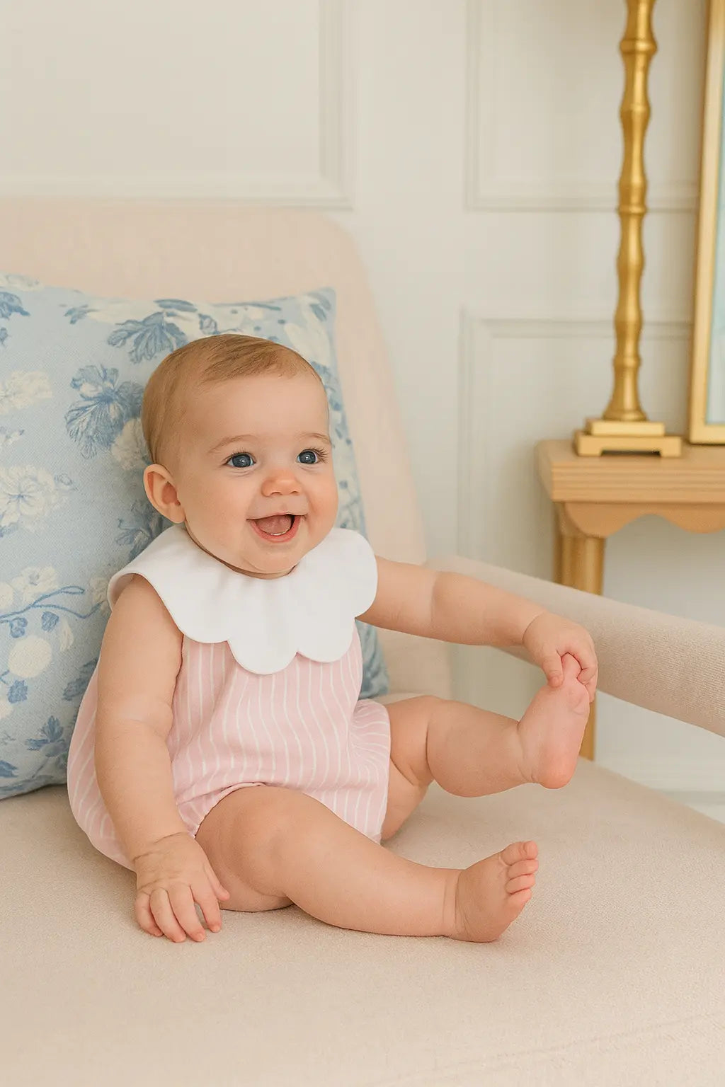 SS25 Baby Girls Pink Stripe Romper Dainty Delilah