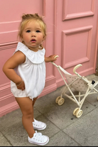 Baby Girls White Linen Summer Romper Dainty Delilah
