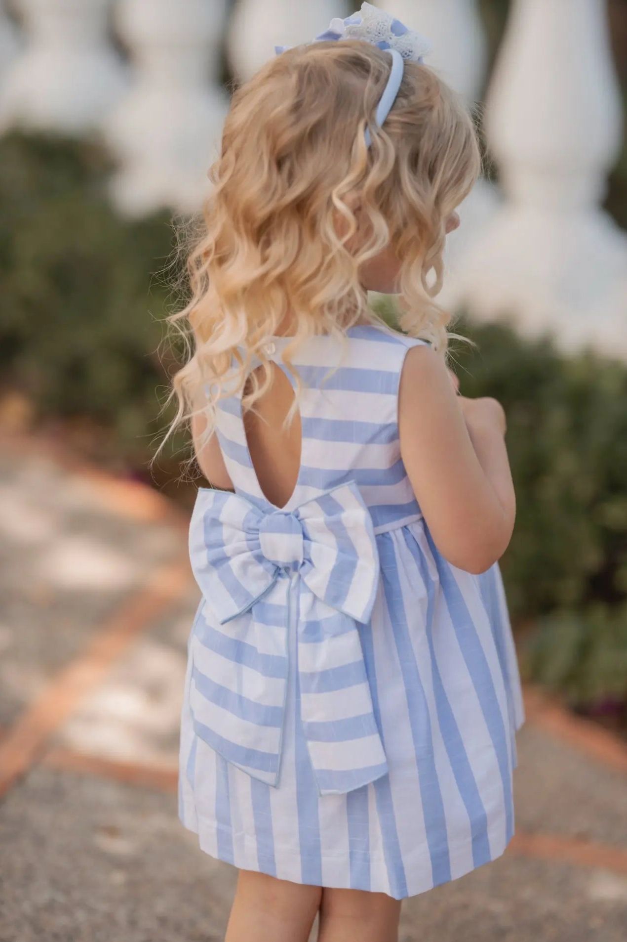 SS25 Girls Miranda Blue Candy Stripe Summer Dress Miranda