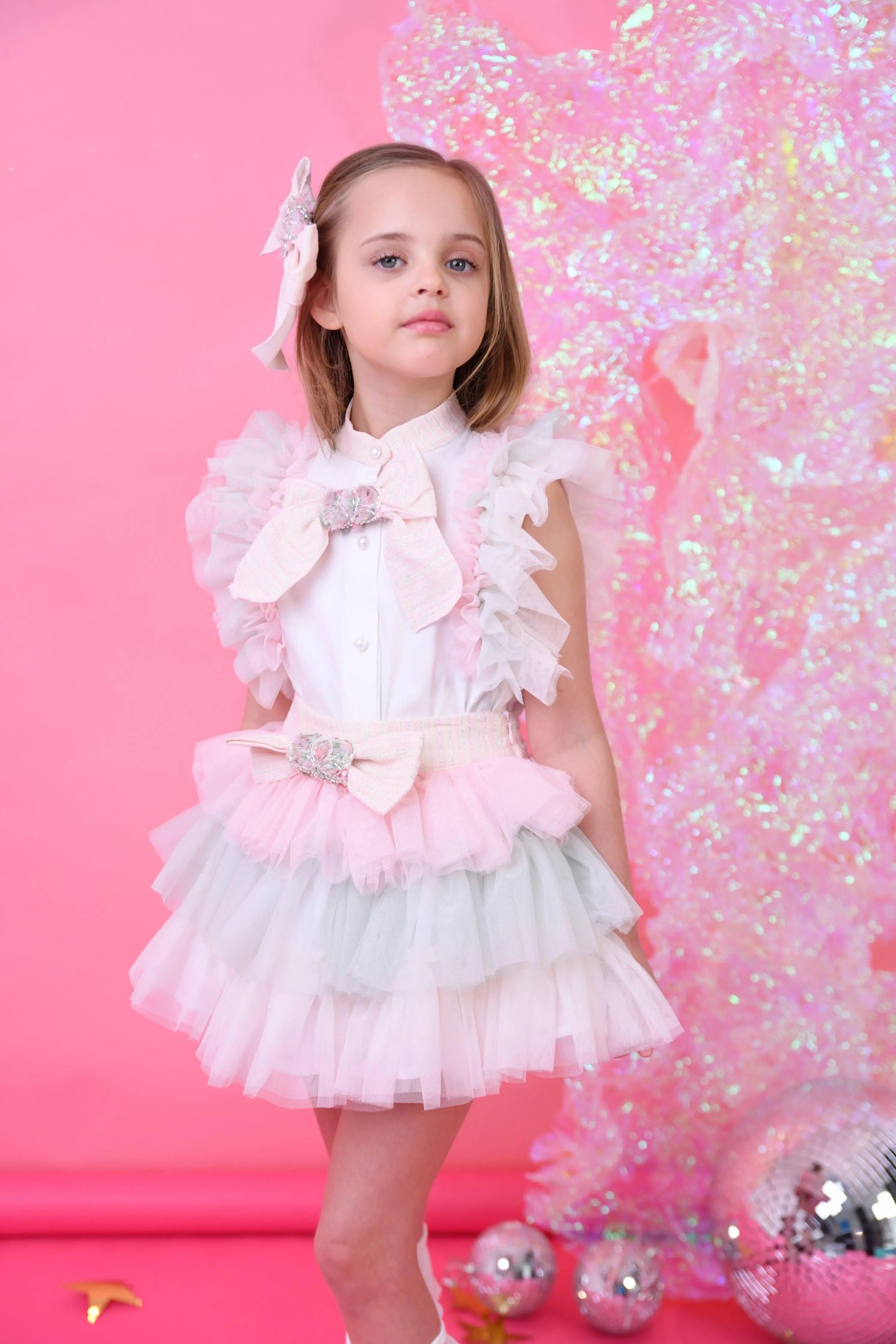 SS25 Naxos Girls Cotton Candy Tulle Skirt Set - Dainty Delilah
