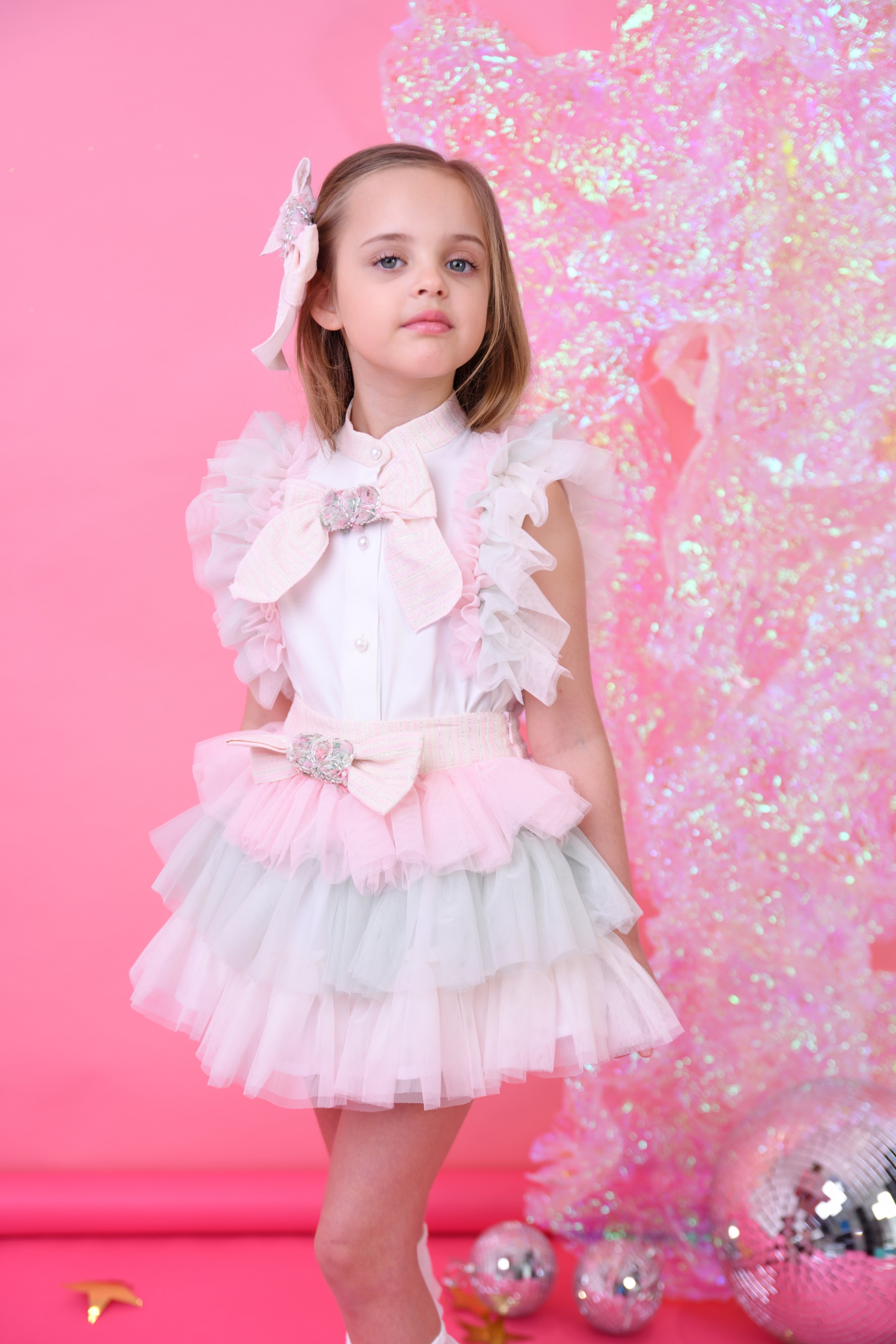 SS25 Naxos Girls Cotton Candy Tulle Skirt Set - Dainty Delilah