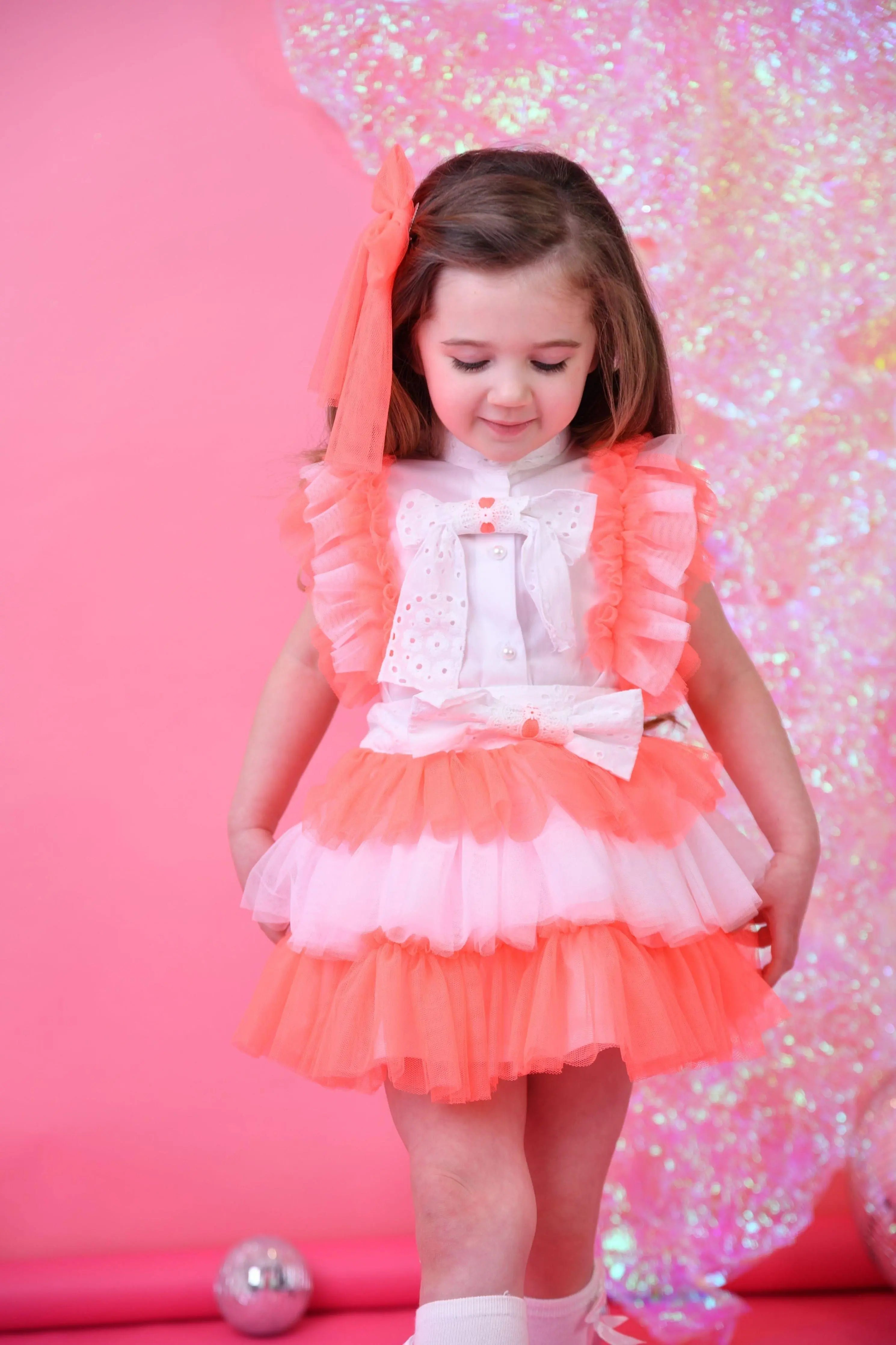 SS25 Naxos Girls Neon Tulle Skirt Set - Dainty Delilah