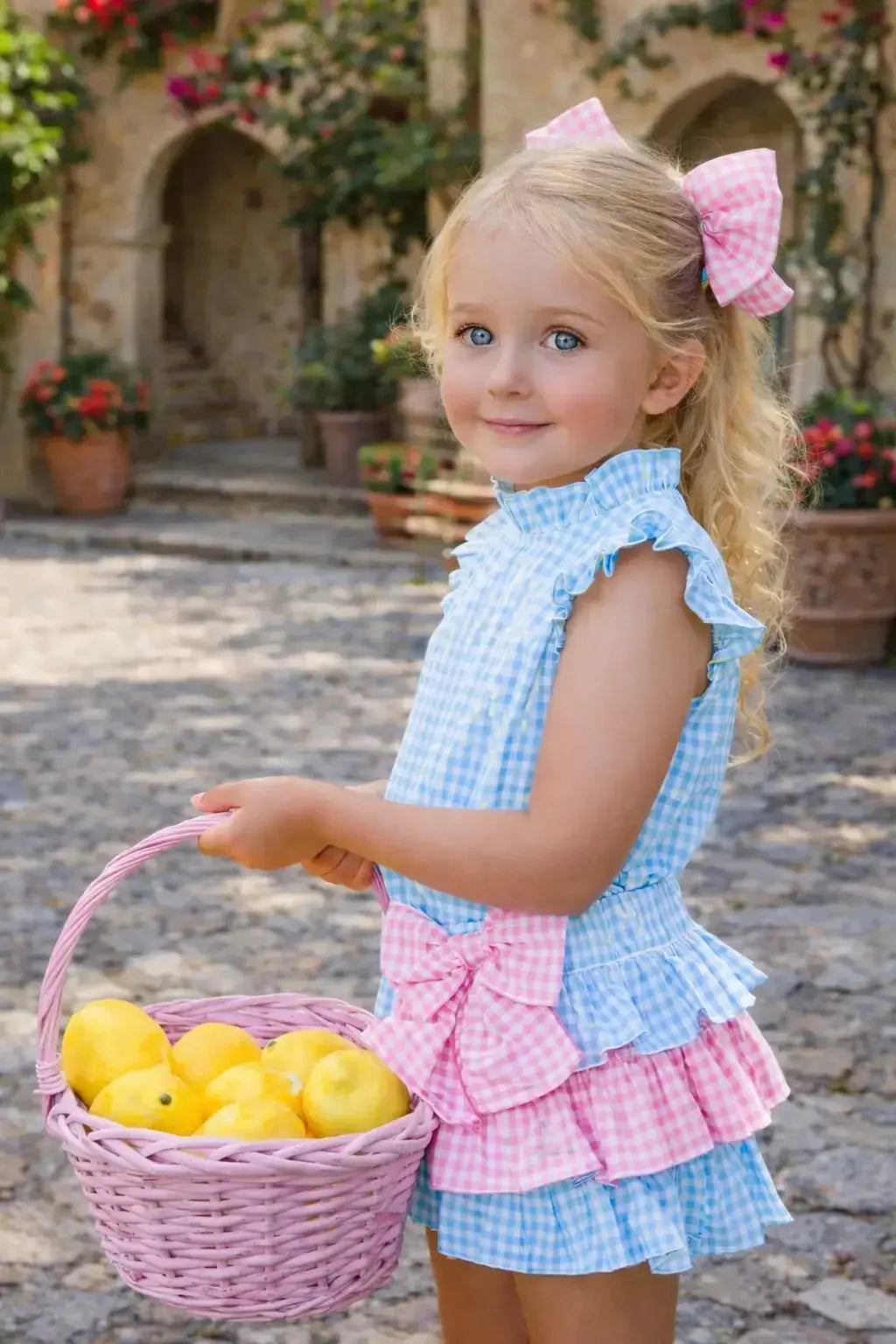 Babine Girls Bubblegum Gingham Jam Pant Set Babine