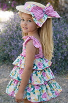 Babine Girls Floral Hot Pink Gingham Dress Babine