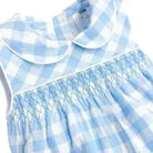 SS26 Baby Boys Blue Gingham Summer Smock Romper