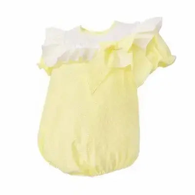 SS26 Baby Girl Lemon Plumetis Romper Dainty Delilah