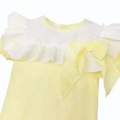 SS26 Baby Girl Lemon Plumetis Romper Dainty Delilah