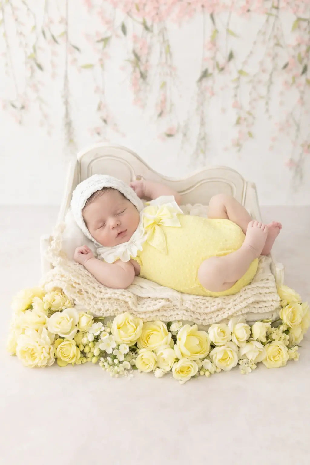 SS26 Baby Girl Lemon Plumetis Romper Dainty Delilah