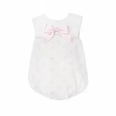 SS26 Baby Girls Bow Print Collar Romper Dainty Delilah