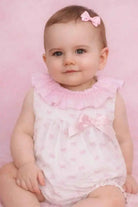 SS26 Baby Girls Pink Bow Smock Romper