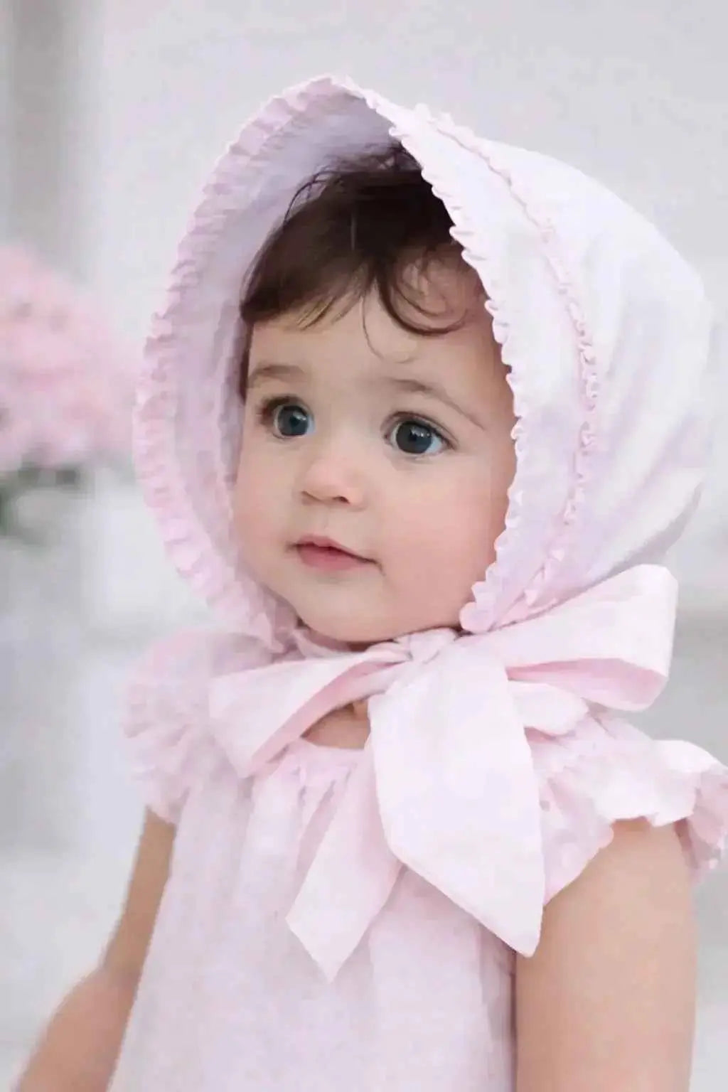 SS26 Baby Girls Pink Frilly Sun Bonnets