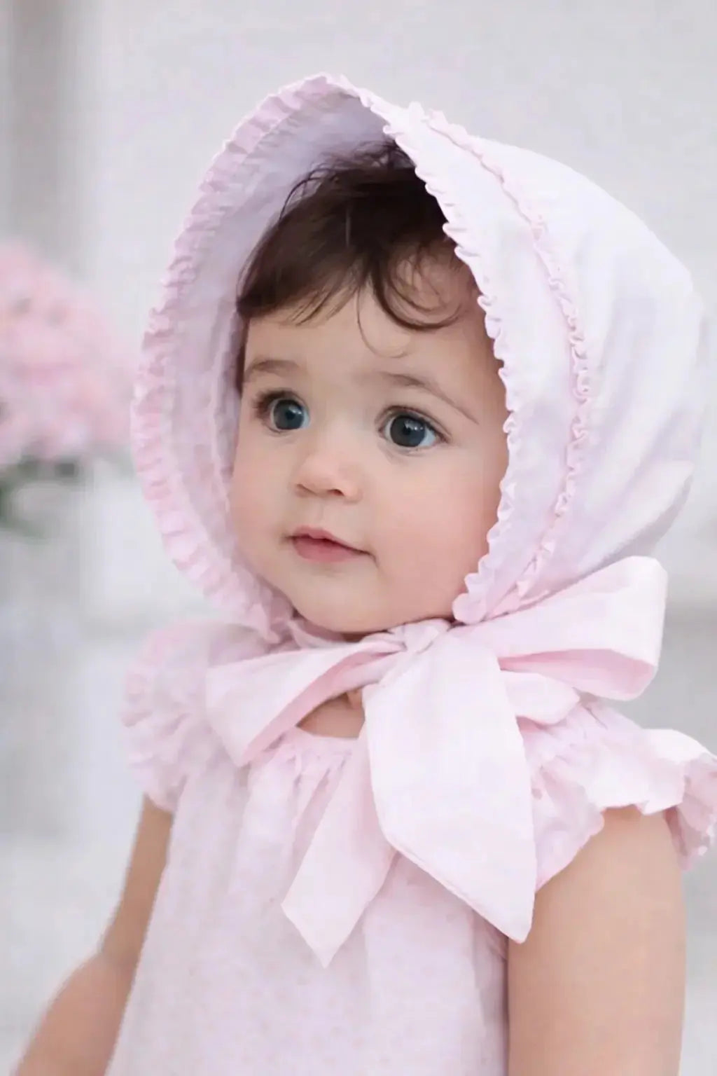 SS26 Baby Girls Pink Frilly Sun Bonnets Dainty Delilah