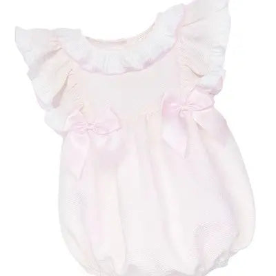 SS26 Baby Girls Pink Pique Frill Romper Dainty Delilah