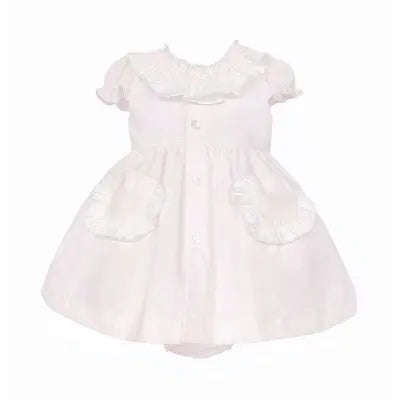 SS26 Baby Girls Pink Pocket Smock Dress & Knickers Dainty Delilah