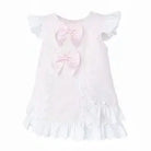 Baby Girls Pink Ribbon Pique A Line Dress Dainty Delilah