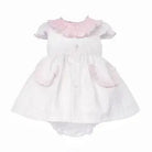 SS26 Baby Girls Pink Spot Smock Dress & Knickers Dainty Delilah